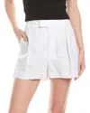 7 For All Mankind Pleated Linen-blend Short In White