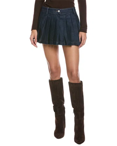 7 For All Mankind Pleated Mini Skirt In Blue