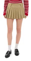 7 For All Mankind Pleated Mini Skirt Twill Sand Storm In Brown