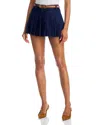 7 For All Mankind Pleated Miniskirt In Blue