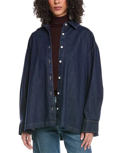 7 For All Mankind Pleated Overshirt In Blue