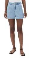 7 For All Mankind Pleated Shorts Hana In Blue