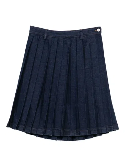 7 For All Mankind Pleated Skirt In Brown