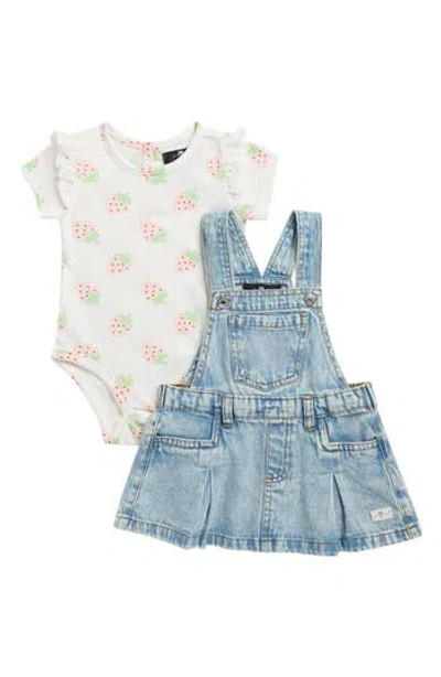 7 For All Mankind Babies'  Pleated Skirtall & Bodysuit Set In Blue