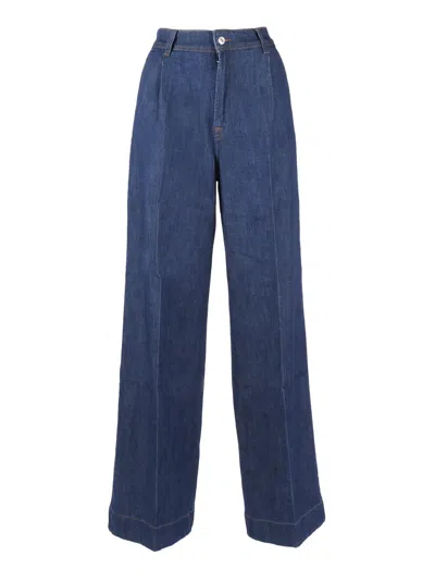 7 For All Mankind Pleated Trouser Halona In Blue