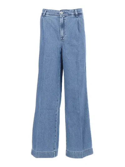 7 For All Mankind Pleated Trouser Hilo In Blue