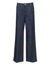 7 For All Mankind Pleated Wide Leg 5 Pocket Jeans Blue In Blue
