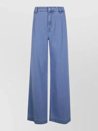 7 For All Mankind Pleated Wide Leg Denim Trousers
