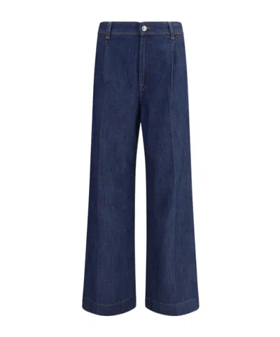 7 For All Mankind Pleated Wide-leg Jeans In Blue