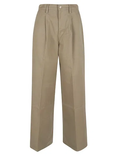 7 For All Mankind Pleated Wide Trouser In Brown