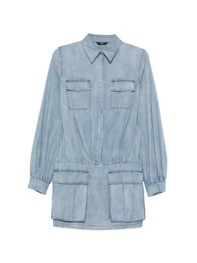 7 For All Mankind Long-sleeved Denim Skirt In Blue