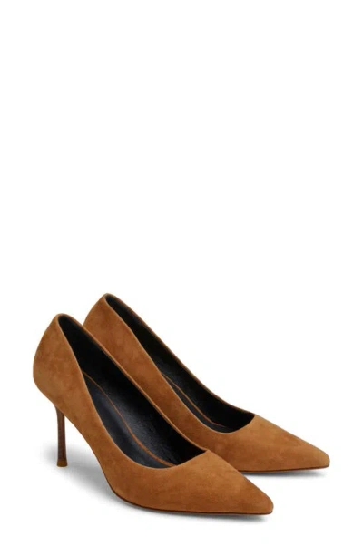 7 For All Mankind Pointed Toe Pump In Cognac Suede