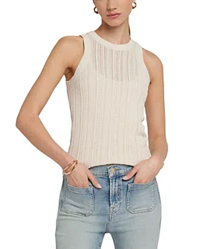 7 For All Mankind Pointelle Knit Sleeveless Top In Bone