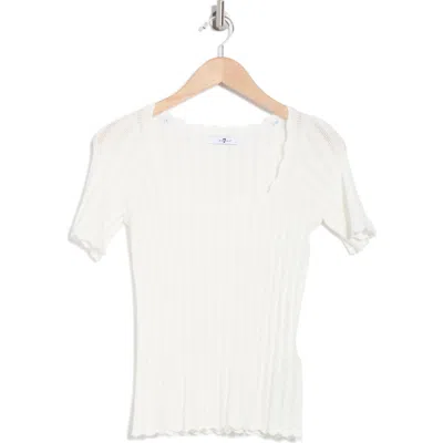 7 For All Mankind Pointelle Top In Vintage White