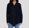 7 For All Mankind Poplin Button Up Long Sleeves Shirt In Black In Black