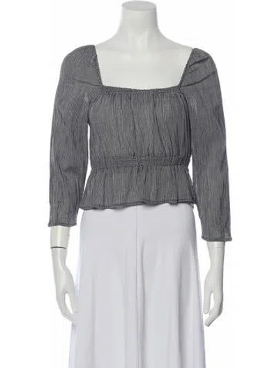 Pre-owned 7 For All Mankind Printed Square Neckline Crop Top In Black