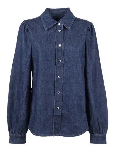 7 For All Mankind Puff Sleeves Shirt Halona In Blue