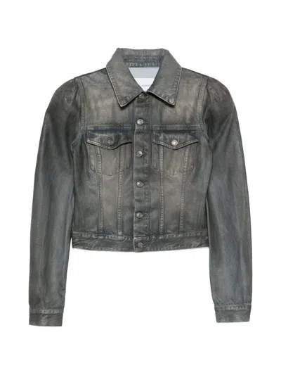 7 For All Mankind Puff-sleeve Denim Jacket In Animal Print