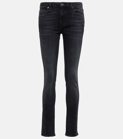 7 For All Mankind Pyper Mid-rise Cropped Skinny Jeans In Black