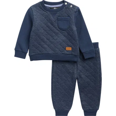 7 For All Mankind Babies'  Quilted Fleece Set In Blue
