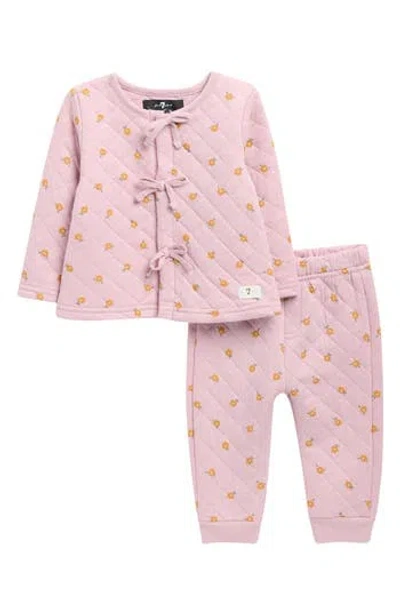 7 For All Mankind Babies'  Quilted Jacket & Pants Set In Pink