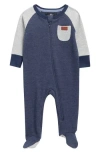 7 For All Mankind Raglan Waffle Knit Footie In Blue
