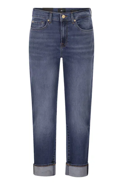 7 For All Mankind Mid-rise Skinny Cropped Denim Trousers In Blue