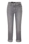 7 For All Mankind Relaxed Skinny - Medium Waist Boyfriend Jeans In Gray