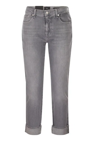 7 For All Mankind Relaxed Skinny - Medium Waist Boyfriend Jeans In Gray