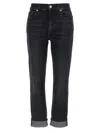 7 For All Mankind Belt Loop Denim Trousers In Black