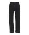 7 For All Mankind Double-waisted Hussle Wide-leg Jeans In Black