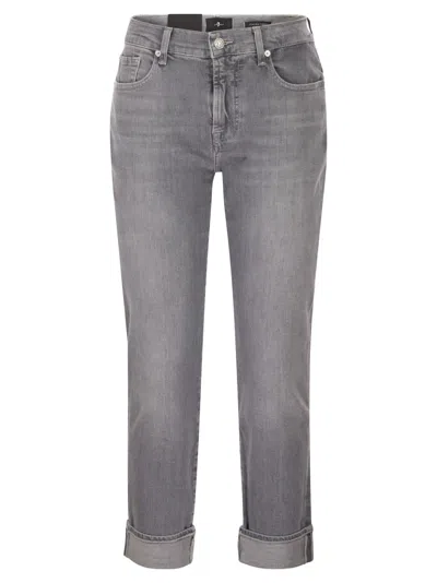 7 For All Mankind Relaxed Skinny Medium Waist Boyfriend Jeans In Gray