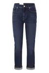 7 For All Mankind Relaxed Skinny Mid-rise Boyfriend Jeans For Women In Dark Denim In Navy