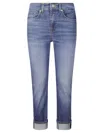 7 For All Mankind Mid-rise Skinny Cropped Denim Trousers In Blue