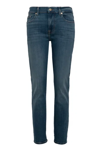 7 For All Mankind Relaxed Skinny Slim Jeans With Mid-rise In Blue