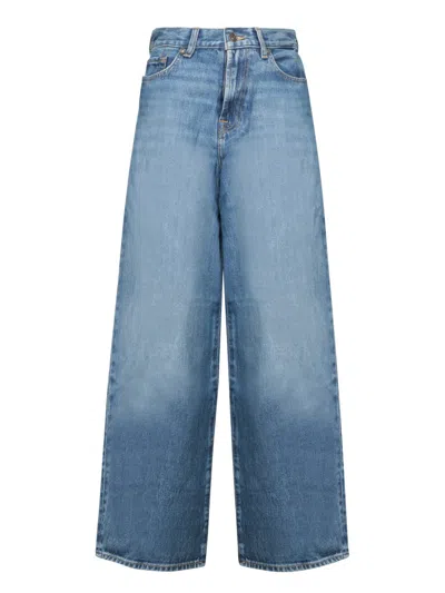 7 For All Mankind Relaxed Wide-leg Blue Denim Jeans