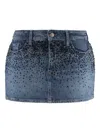 7 For All Mankind Elena Denim Mini Skirt In Blue