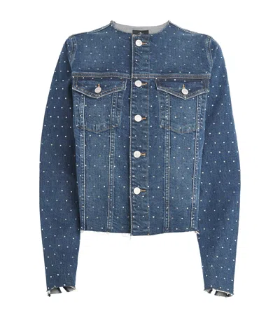 7 For All Mankind Rhinestone Vicky Denim Jacket In Blue