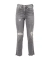 7 For All Mankind Erin Distressed Embellished Jeans In Gray