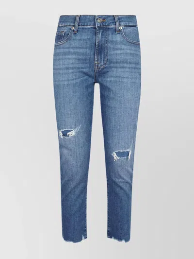 7 FOR ALL MANKIND RIVER DISTRESSED RAW HEM TROUSERS