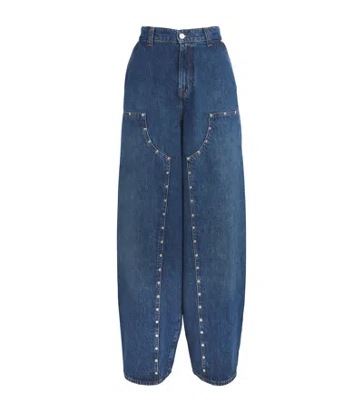 7 For All Mankind Riveted Balloon Jeans In Blue