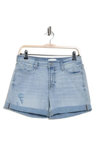 7 For All Mankind Roll Cuff Denim Shorts In Coco Prive