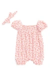 7 For All Mankind Babies'  Romper & Headband Set In Pink