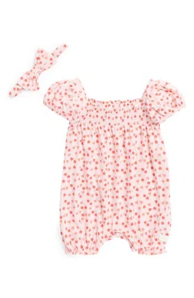 7 For All Mankind Babies'  Romper & Headband Set In Pink