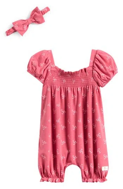 7 For All Mankind Babies'  Romper & Headband Set In Pink
