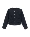 7 For All Mankind Round-neck Long-sleeve Jacket In Blue