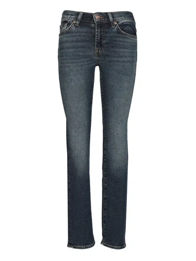 7 For All Mankind Faded Five-pocket Jeans Pants In Black
