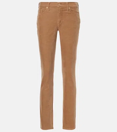 7 For All Mankind Roxanne Corduroy Straight Jeans In Beige