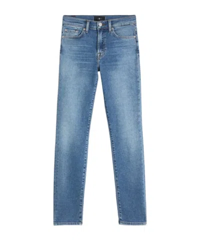 7 For All Mankind Roxanne Logo-patch Jeans In Blue