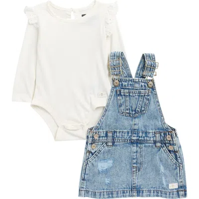 7 For All Mankind Babies'  Ruffle Bodysuit & Skirtall Set In White